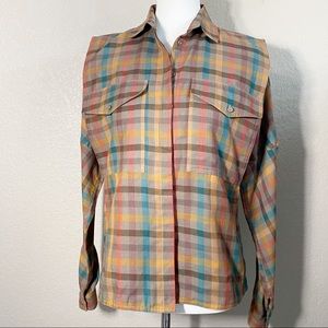 Vintage Unique Brown Plaid Dolman Sleeve Shirt Med